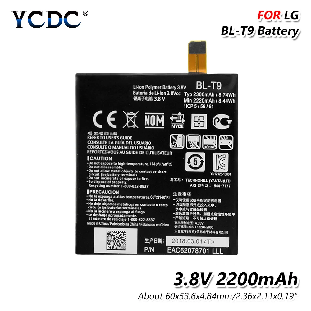 

Original Rechargeable Li-ion Phone Battery 2220mAh BL-T9 BLT9 Battery D820 D821 Optimus G Pro E980 BL T9 For LG Google Nexus 5