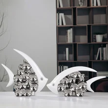 Bouble Couple Kiss Fish Vase Modern Ceramic Furnishing Articles For Living Room Home Decoration Silver Bubble