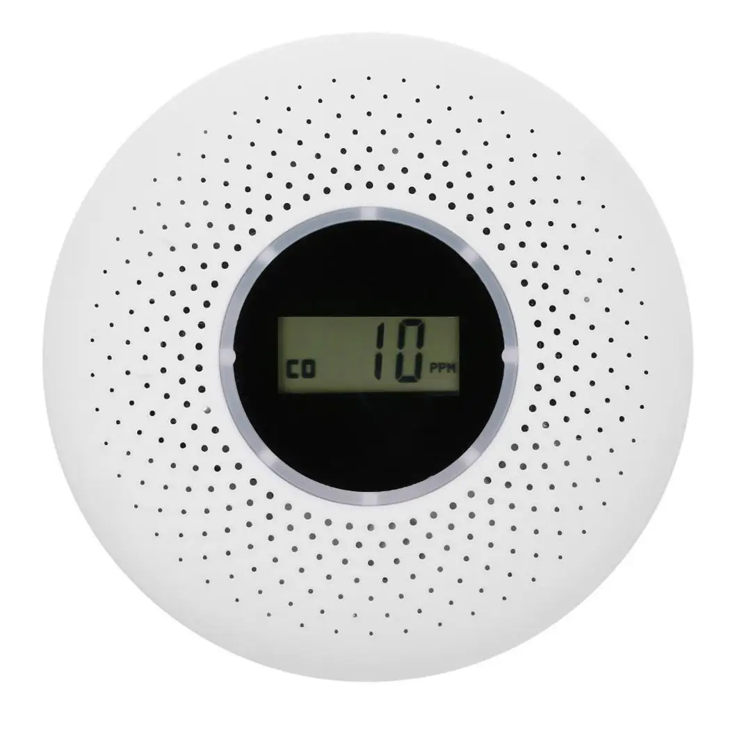 

LCD Digital Display Carbon Monoxide Detector Smoke 10-95% RH White 000-999 PPM 0.1%db/m-9.9%db/m Alarm 3W