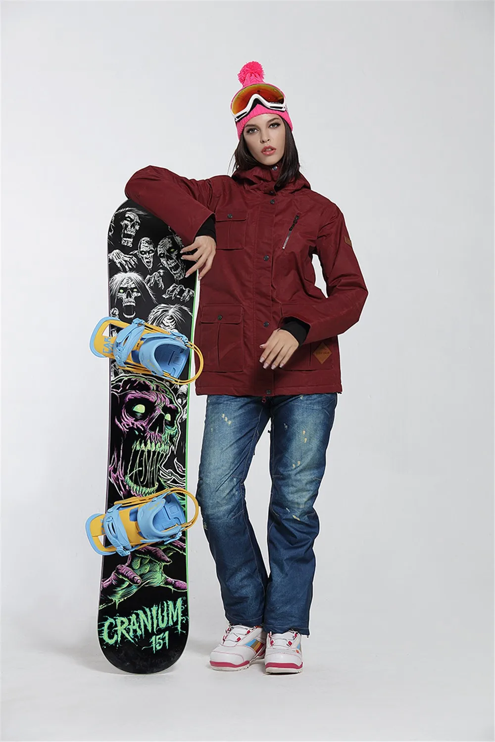 GSOU лыжная куртка женская зимняя теплая камуфляжная куртка для сноуборда водонепроницаемая ветрозащитная женская уличная лыжная куртка лыжный костюм