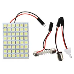 2x48 SMD 5050 белый светодиодный панели Интерьер лампы + T10 гнездо + BA9S разъем + гирлянда адаптер