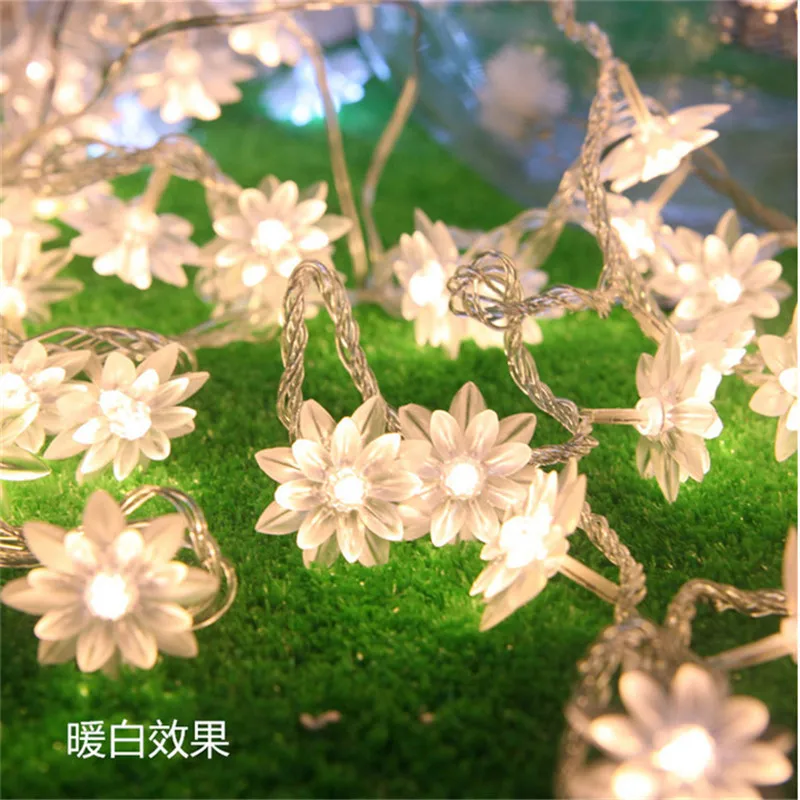 

AC 4M 20 LED Lotus Flower lamps String Fairy lights for Wedding/Christmas party/Garland Patio Decoration bedroom night light