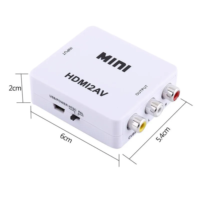 RCA к HDMI AV 1080P AV2HDMI Mini К HDMI2AV конвертор сигнала для ТВ VHS VCR DVD записи чипсеты показаны|