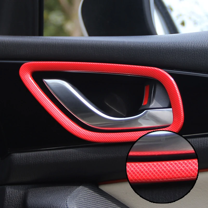 

4pcs for Mazda 3 Axela 2014-2016 Inside door handle frame Decorative sticker bright strip Carbon fiber pattern sticker