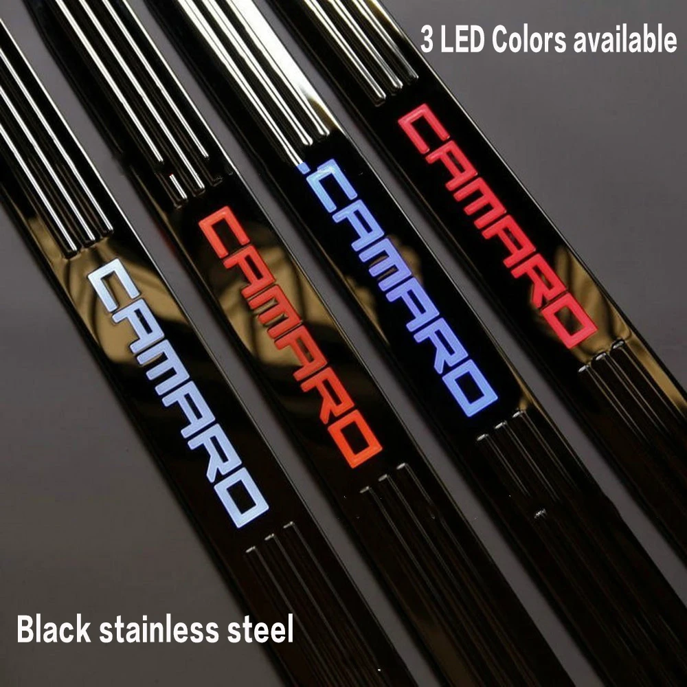 

Black Stainless steel LED Light Door Sill Scuff Plate Cover for Chevy Chevrolet Camaro 2010 2011 2012 2013 2014 2015 car-styling