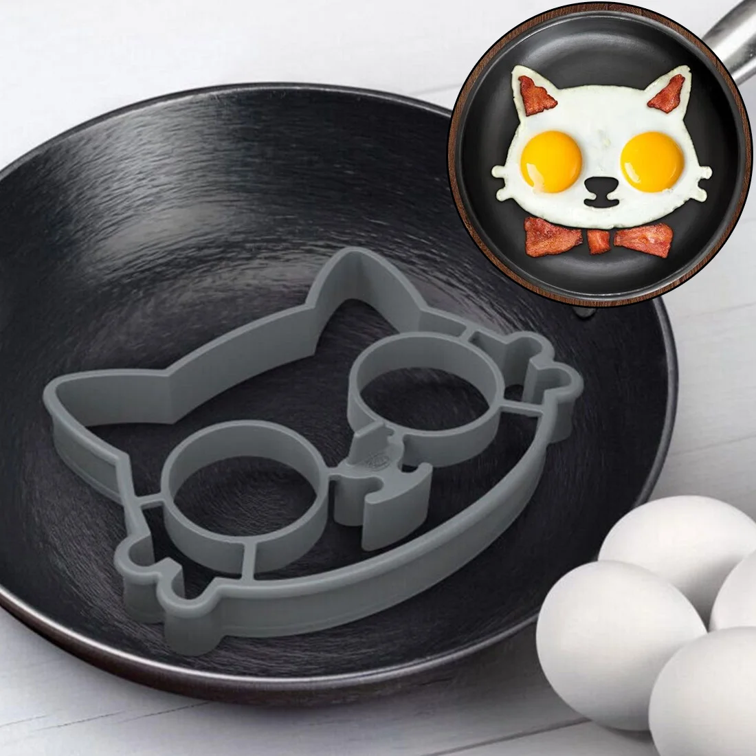 Silicone Egg Mold Kitchen Baking Tool Cats Shaped Pancake Mold Frying