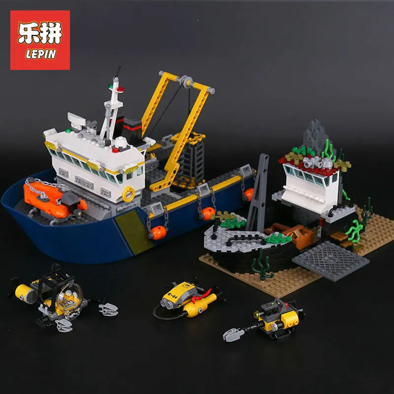 

Lepin 02012 Genuine 775Pcs City Series Compatible Legoing 60095 The Deep Sea Exploration Vessel Assembled DIY Christmas Gifts