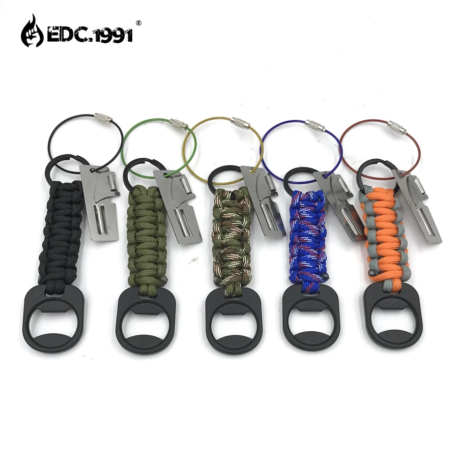 

EDC Paracord Bottle Opener with Multi Tool 2 in 1 Double Peeler Stainless Steel EDC Pocket Multi Tool Outdoor Can Opener