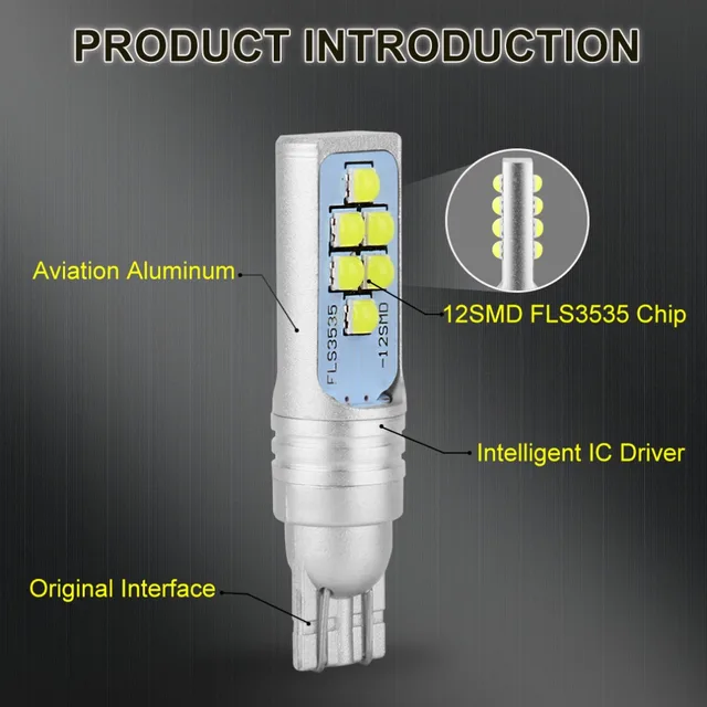 S&D 2pcs T15 W16W LED Bulbs Canbus Error Free 5W W16W LED 921 912 Car Backup Lights Turn Signal Reverse Lamp Auto 12V White