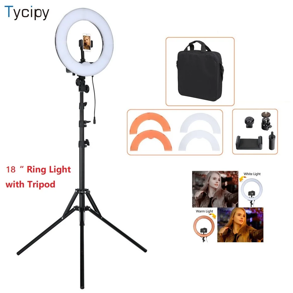 

Tycipy 18"Ring Light Dimmable Camera for Photo/Studio/Phone/Video Light Lamp +Light Stand Photography Lighting for Nikon Sony