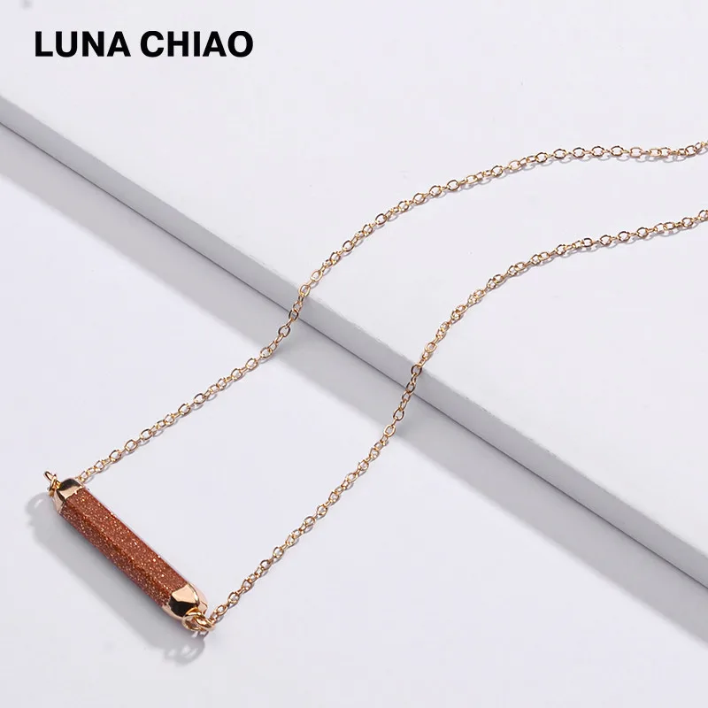 LUNA CHIAO, Новое поступление, 6 цветов, натуральный белый мраморный камень, прозрачный кристалл, короткая изящная цепочка, ожерелья с подвесками - Окраска металла: Brown