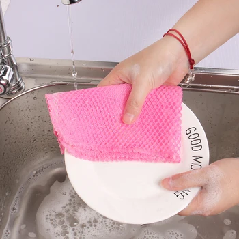 

Nonstick Oil Polyester Cleaning Supplies Strong Decontamination Cloth Dish Net Cleaning Cloth Highly Efficient Washing Towel