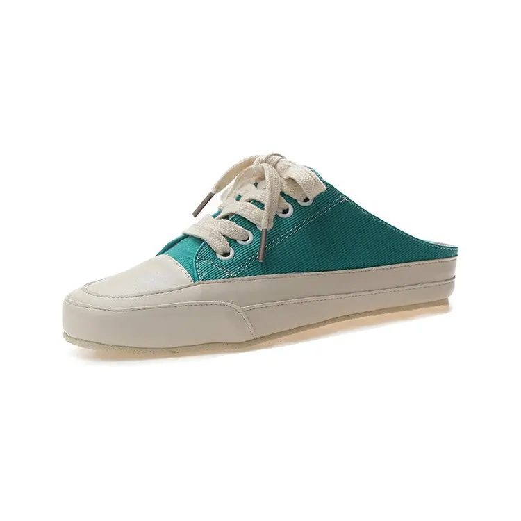 

2019 spring new square head solid color fabric with flat bottom casual mens shoes casual sneakers men