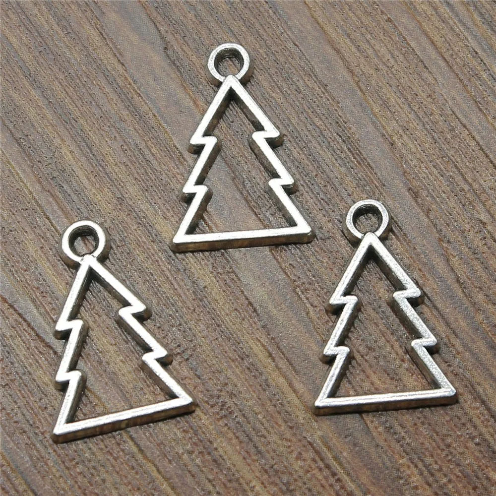 

30pcs 12x17mm Charms Christmas Tree Hollow Christmas Tree Charm Jewelry Accessories Antique Silver Christmas Tree Charm