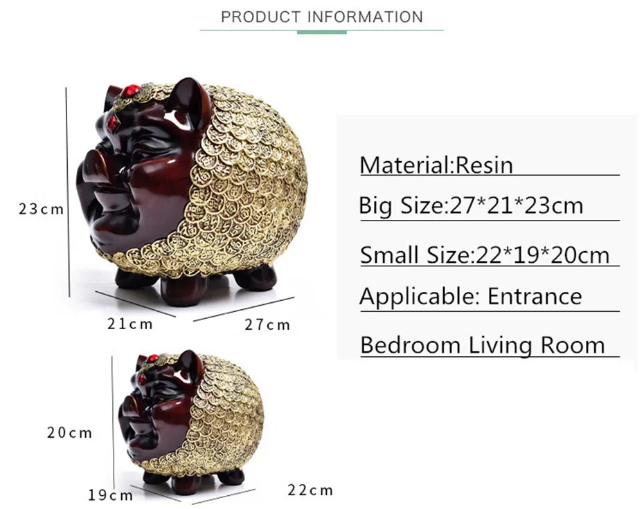 Gift For Child Luxury Resin Crafts Ornaments Creative Home Furnishing Decoration Pig Money Box Bedroom Living Room (16)