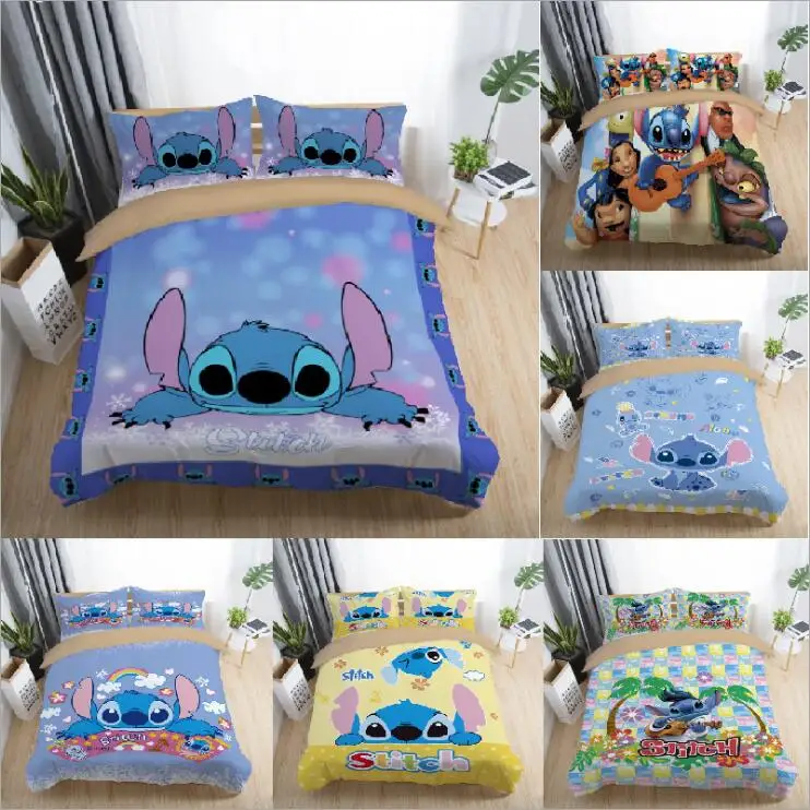 

Bedding Set Cute stitch interstellar baby cartoon personality European style 2/3pcs soft Duvet Cover Sets Pillowcase