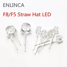 50-100 шт. F5 F8 5 мм 8 мм соломенная шляпа Светодиодный теплый белый Ультра яркий белый желтый красный синий зеленый светодиодный светильник