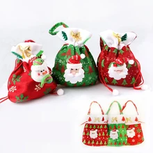 New Year 2016 High Quality Printing Merry Christmas Tree Decoration Santa Claus Kids Candy Bag Home Party Decor Gift To Children