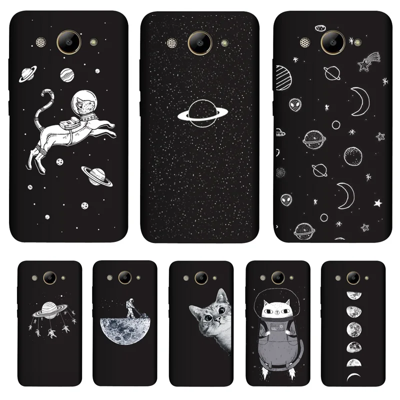 

PENSEN Soft TPU For Huawei Y3 2017 Case 5.0" Cover Matte Painting Case Phone For Y 3 2017 2018 Cute Space Cat Coque