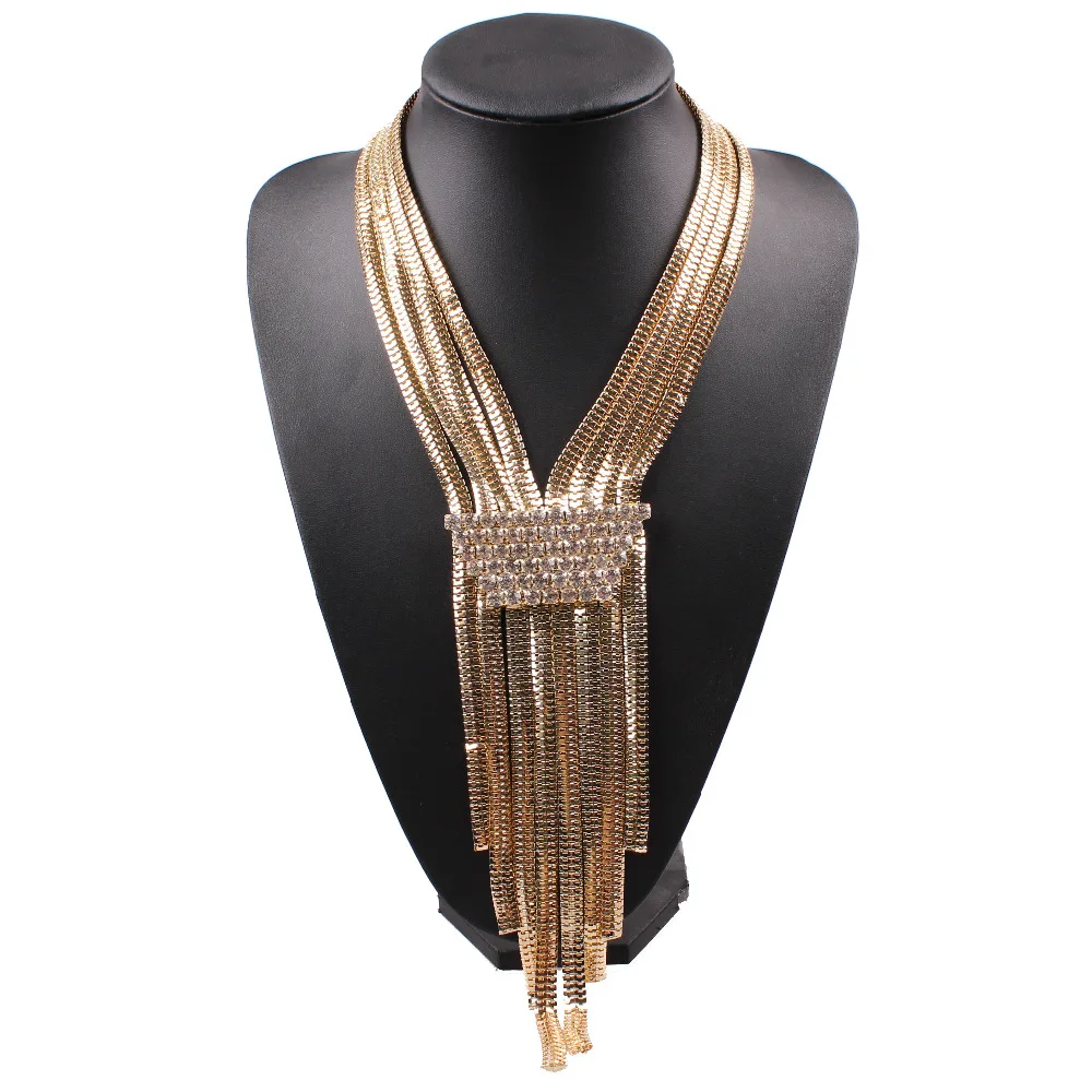 

2019 New Arrival Design Fashion Long Chain Necklace Alloy Chunky Statement Cheap Crystal Pendant Necklace For Women Choker