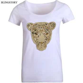 

BLINGSTORY European Embroidered Animal Plus Size Women T Shirt Femme Short Sleeved Camisa Mujer Basic Female Tees Tops