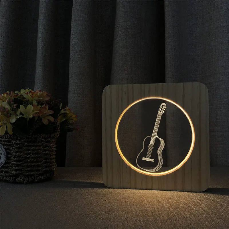 Музыкальная гитара Saxphone наушники самолет бак футбол лампа USB 3D светодиодный