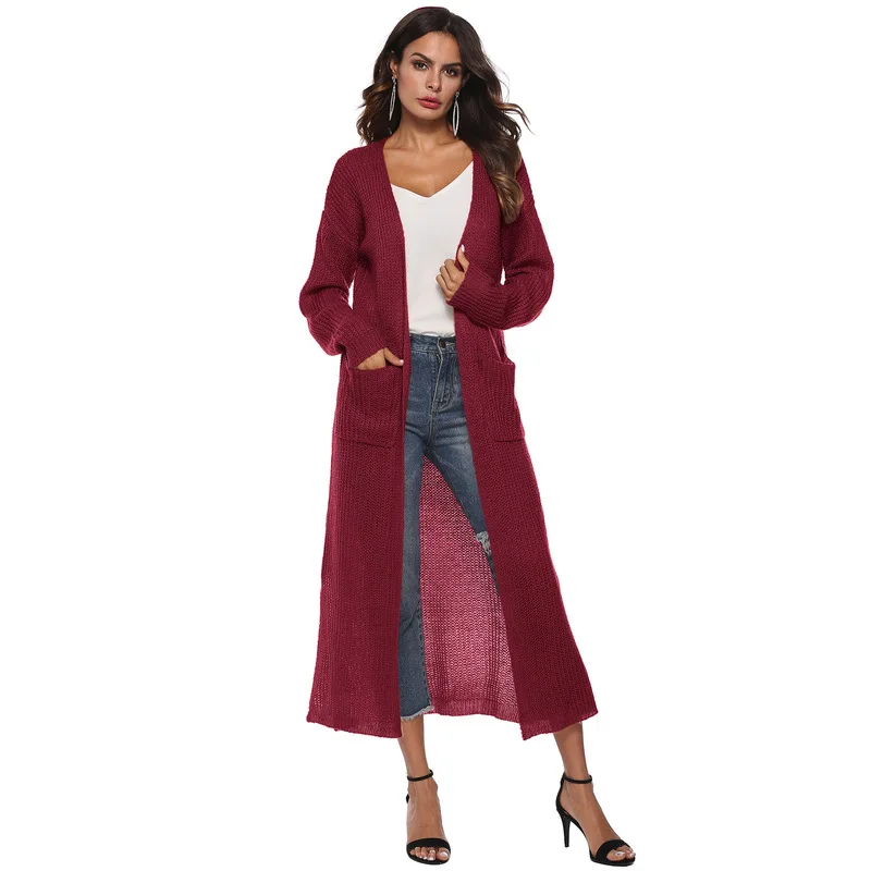 

Ladies Long Commute Temperament Jacket with Pocket Thickening Ladies Winter Sweater Cardigan Coat Ladies Clothing