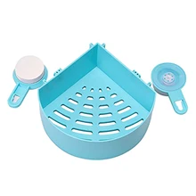 5pcs Magic Bathroom Corner Storage Rack Organizer Shower Shelf with Suction Cup (Blue)