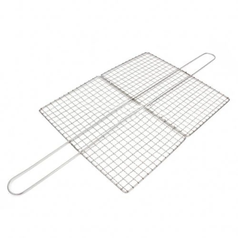

1XBarbecue Grilling Basket Tools BBQ Net Wooden Handle Steak Fish Meat Vegetable