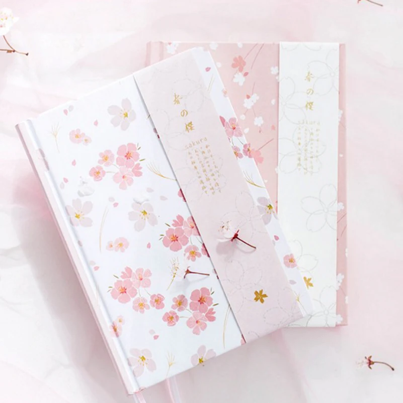 2018 Notebook A5 Japanese Kawaii Cute Sakura Flower Planner Dairy Monthly Weekly Planner Colorful Blank Line Grid Dot Page