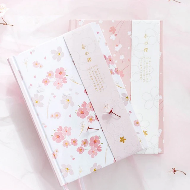 Dotted Notebook A5 Japanese Kawaii Cute Sakura Flower Planner Dairy
