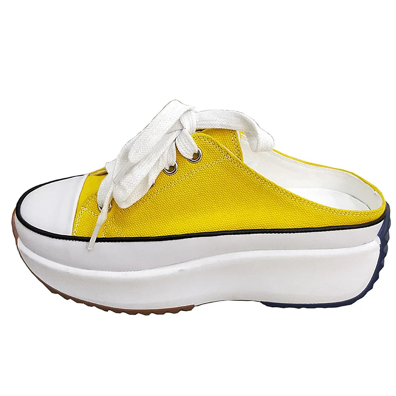

HOT Casual Women Slippers Shoes Summer 2019 Spring Women Canvas Shoes Flat Fashion Breathable Shallow Vulcanization Half Slipper