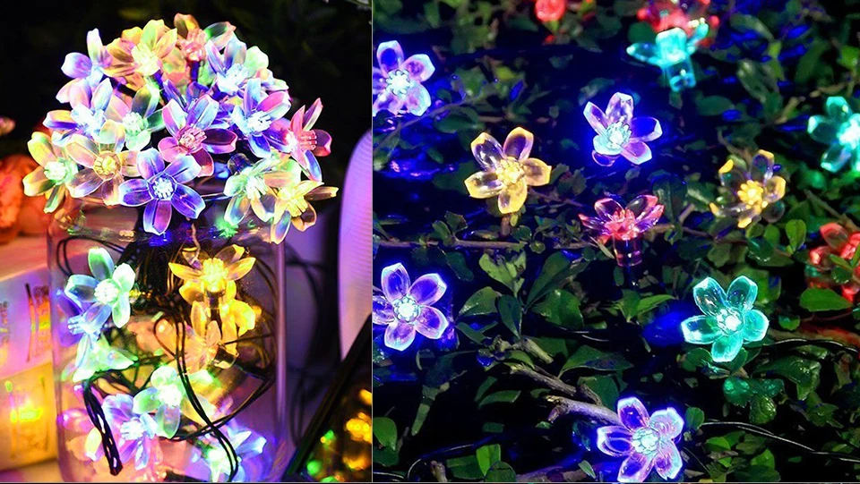 6M 7M Sakura Flower Solar 8Mode Waterproof Lamp Power RGB LED String Fairy Lights Garden Christmas Holiday Outdoor Decor (13)