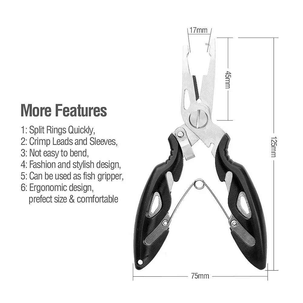 DONQL Multifunctional Fishing Pliers Scissors Line Cutter Hook Remover Fishing Clamp Accessories Tools With Lanyards Spring Rope (11)