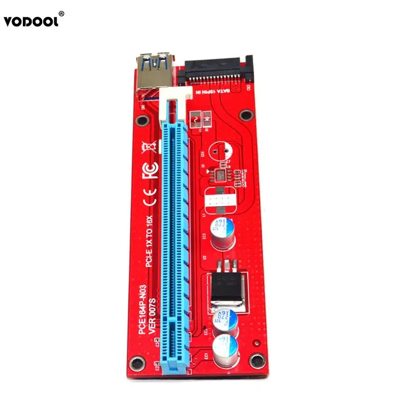 Новинка 007S PCI E расширитель переходная карта USB 3 0 164P Express 1x до 16x питания 6Pin SATA для