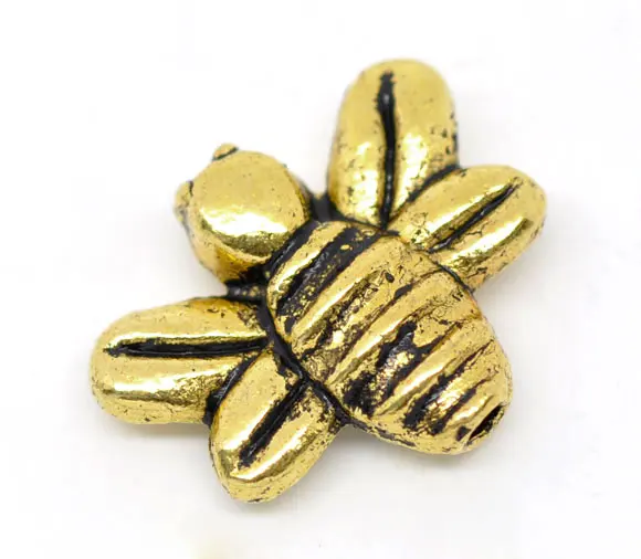 

DoreenBeads Zinc metal alloy Spacer Beads Bees golden Tone Color Plated About 14mm(4/8")x 12mm(4/8"),Hole:Approx 1mm,9 PCs