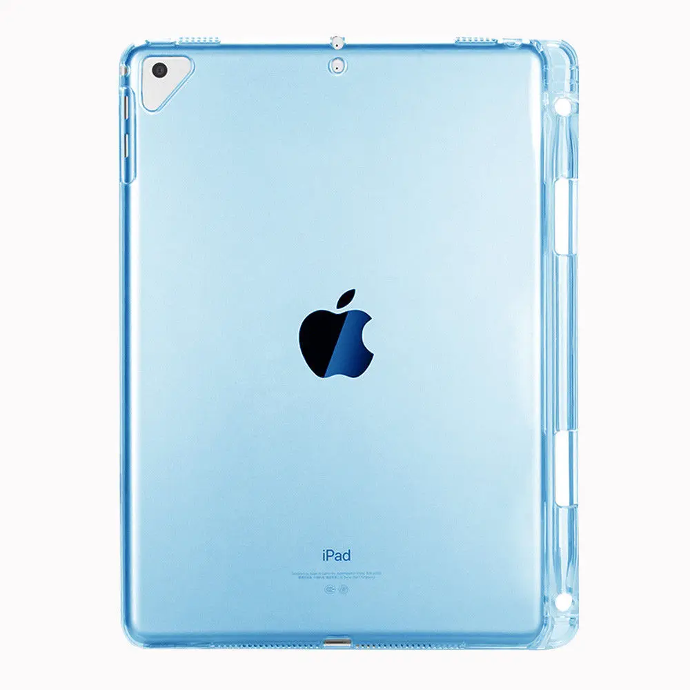 Silicon-Case-For-iPad-5-6-Air-1-2-Back-Cover-With-Pencil-Slot-Clear-Transparent (2)