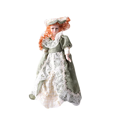 Горячая 30 см фарфоровая кукла Европейский Стиль Виктория стиль Россия керамическая Классическая кукла благородная высокое качество подарок для девочки домашний декор - Цвет: Зеленый