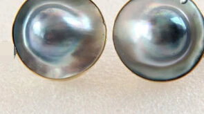 

hot sell new - wb002 stunning AAA big 20mm round black south sea mabe pearl earrings 14K gold