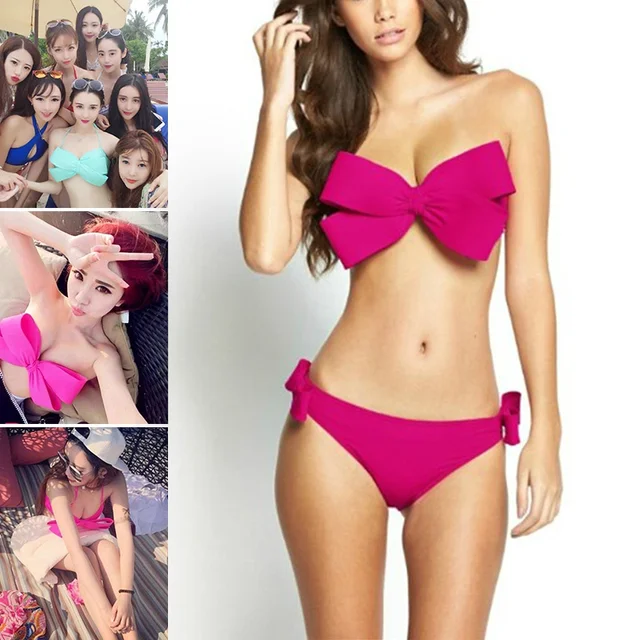 {Excellent|Wonderfull|Very Good|Very Recommended} Sexy Women Ribbon Bow Push-Up Padded Bra Bikini Set Swimwear Swimsuit Bathing Limited Price