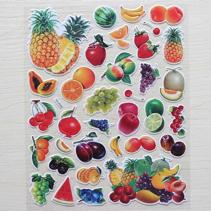 Large number Sheets Real Vegetables Greens Greengrocery Tomatoes Scrapbooking Bubble Stickers Emoji Reward Kids Toys Factory Dir