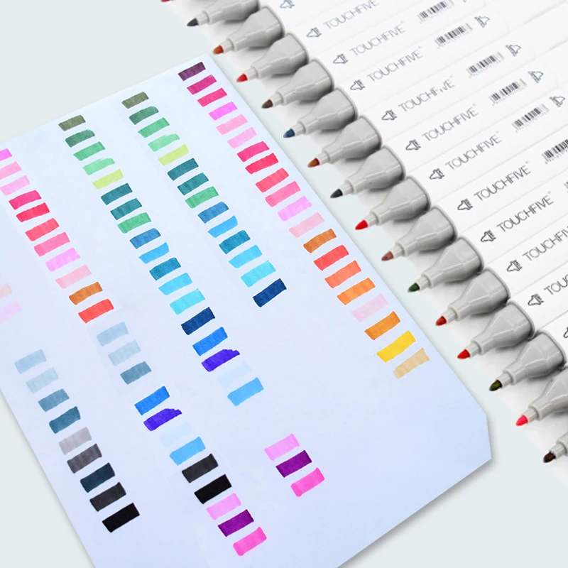 TouchFIVE 30/40/60/80/168 Color Markers Set Manga Drawing Markers Pen Alcohol Based Sketch Felt-Tip Twin Brush Pen Art Supplies