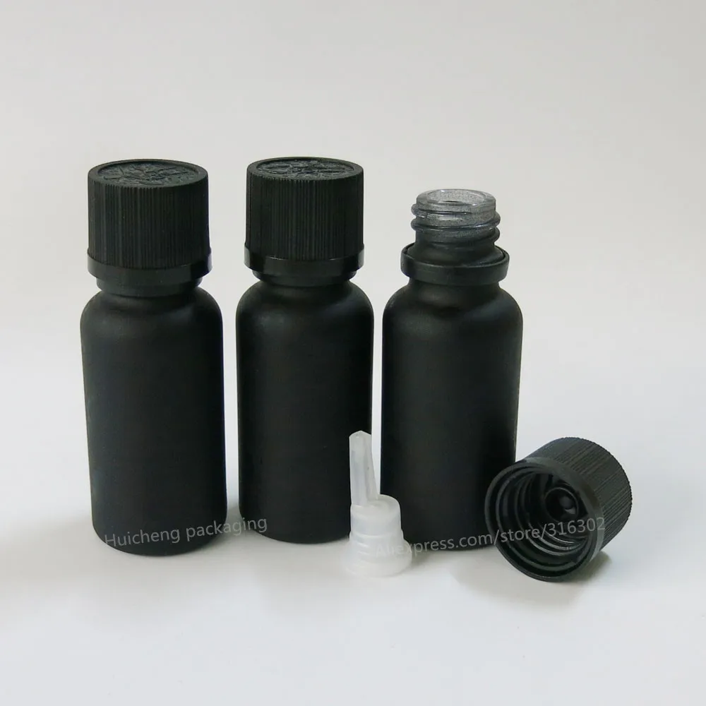 200 x 20ml Paint Black Glass Essential Oil Container With Black Tamper