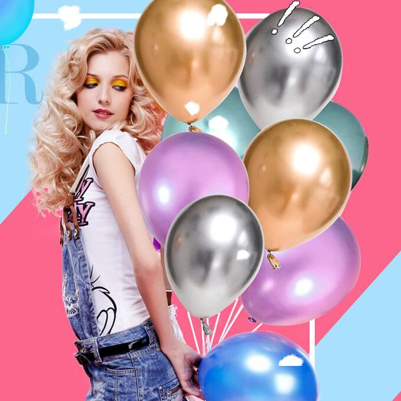 

Glazovin Metallic Balloon 10PCS/lot Birthday Party Metallic Balloon Round Metal Birthday Party Decor Latex Wedding Balloons