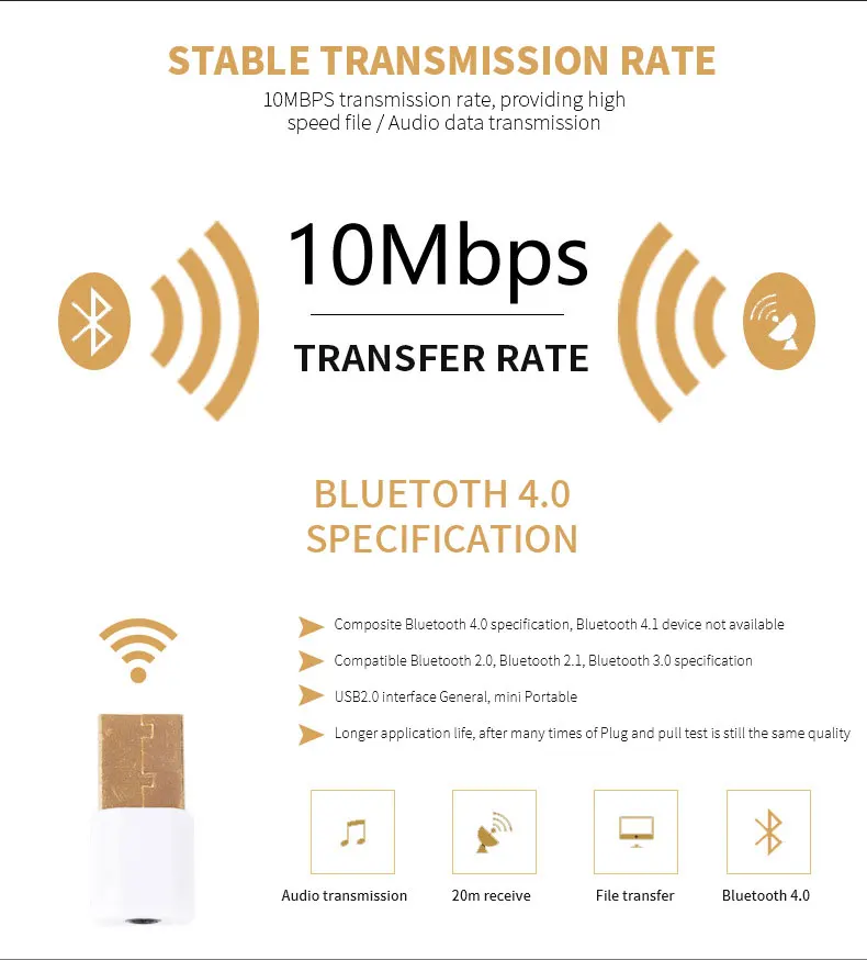 Bluetooth 4,0 приемник адаптер автомобильный планшет аудио музыка беспроводной приемник ключ для динамика AUX 3,5 мм USB Авто усилитель