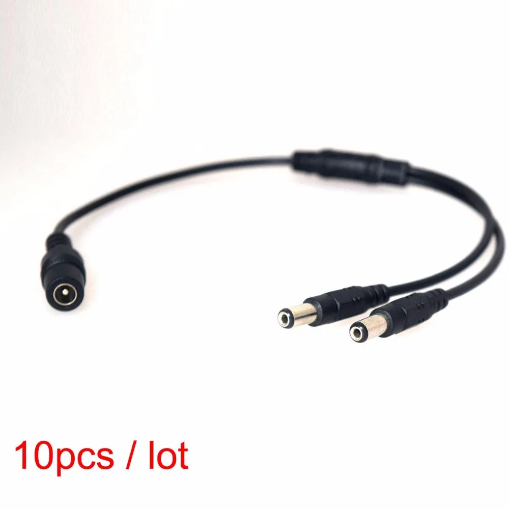 

10 pcs DC 2.1 Y Splitter Cable Power Lead 5.5x2.1mm 1 Male to 2 Male Plug for Auto Backup Camera Monitor CCTV LED Stripe Lights