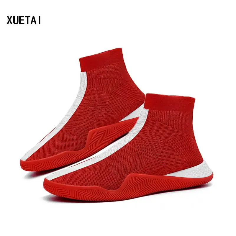 

Mens Fashion Socks Shoes Man Sneakers Male Flying Running Shoes Casual Walking Shoe Footwear Autumn 2018 Black White Red Shoe
