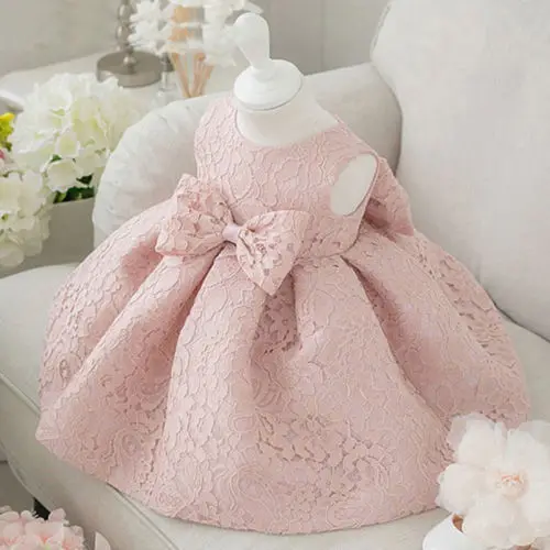 

Sweet Summer Flower Girl Dress Solid Sleeveless Formal Baby Lace Bowknot Party Dresses Ball Gown Sundress