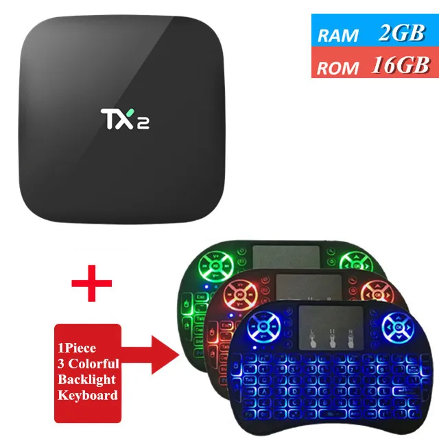 TX2 R2 RK3229 четырехъядерный 2G 16G Смарт ТВ приставка Android 6,0 H.265 4K DLNA Bluetooth 2,1 4K медиаплеер - Цвет: 2G 16G I8 Backlight