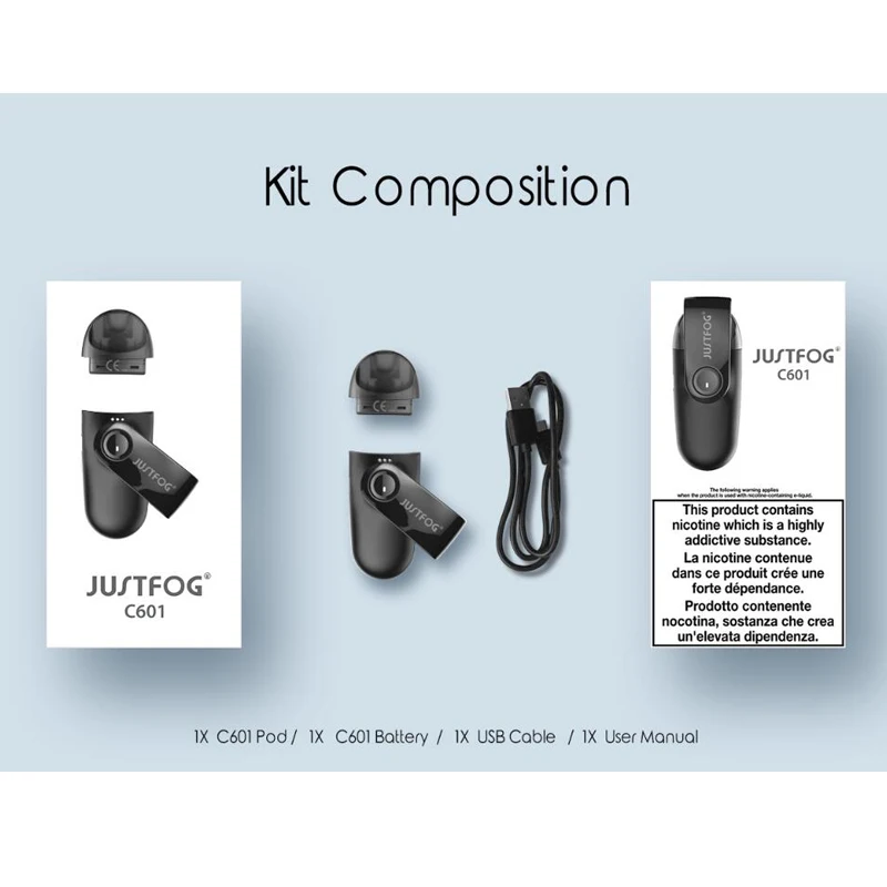 Оригинальный JUSTFOG C601 Pod набор 650 мАч аккумулятор с многоразовым 1 7 мл баком